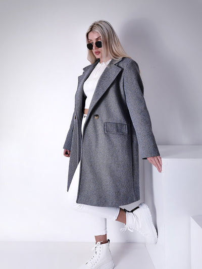 Darcy Grey midi button coat