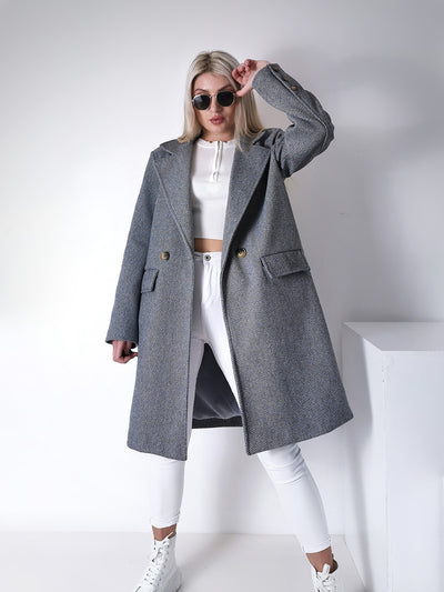 Darcy Grey midi button coat