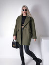 Maeve khaki midi button coat