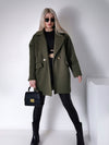 Maeve khaki midi button coat