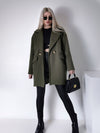 Maeve khaki midi button coat