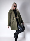 Maeve khaki midi button coat