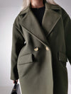 Maeve khaki midi button coat