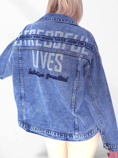 Denim jacket Letter print Blue