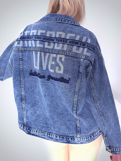 Denim jacket Letter print Blue