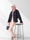 Denim jacket Letter print Black