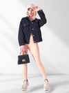 Denim jacket Letter print Black