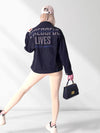 Denim jacket Letter print Black
