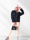 Denim jacket Letter print Black
