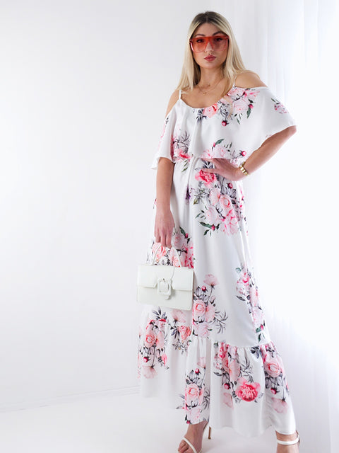 Kelsey Maxi Floral Dress White