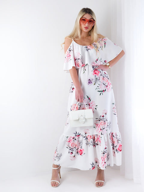 Kelsey Maxi Floral Dress White