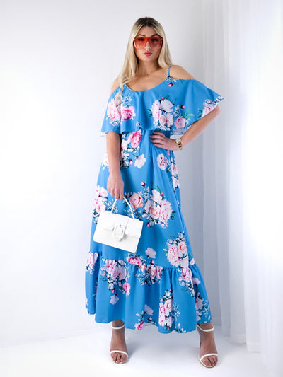 Kelsey Maxi Floral Dress Blue