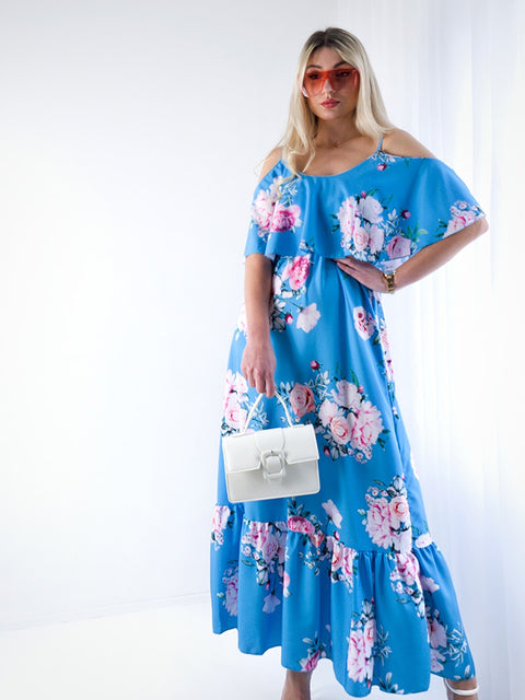 Kelsey Maxi Floral Dress Blue