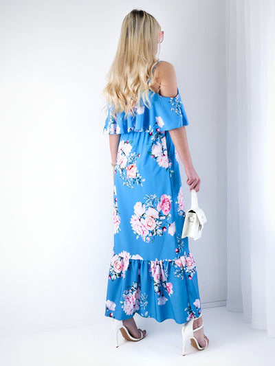 Kelsey Maxi Floral Dress Blue