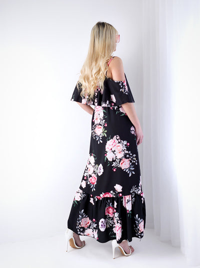 Kelsey Maxi Floral Dress Black