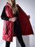 Red hooded quilted gilet