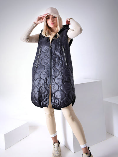 Black hooded quilted gilet