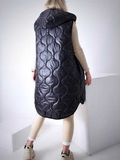 Black hooded quilted gilet