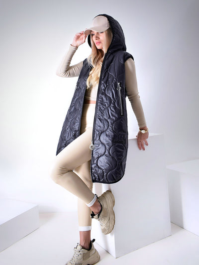 Black hooded quilted gilet