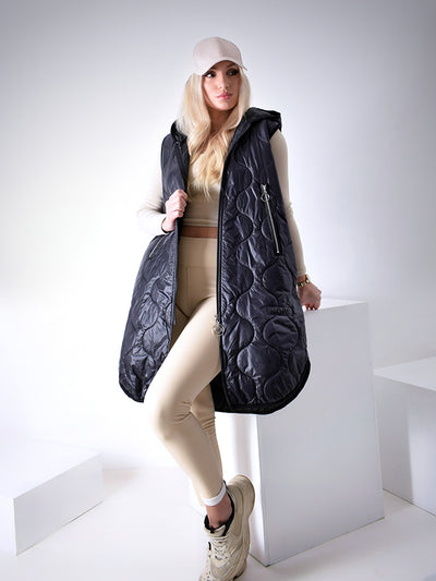 Black hooded quilted gilet