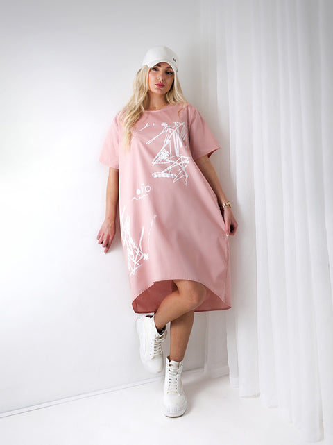 Oversize T-shirt dress Rose