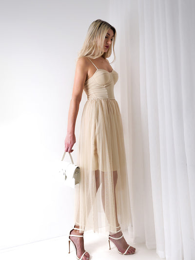 Amelia Tulle skirt dress Beige