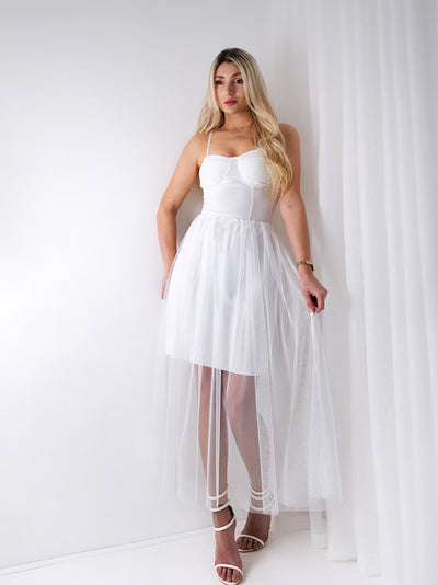 Amelia Tulle skirt dress White