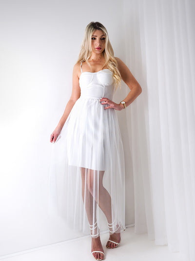 Amelia Tulle skirt dress White