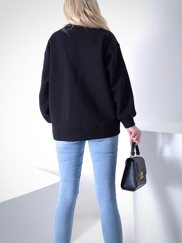 Charlotte 3D bow jumper Black