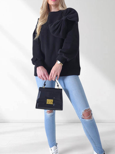 Charlotte 3D bow jumper Black