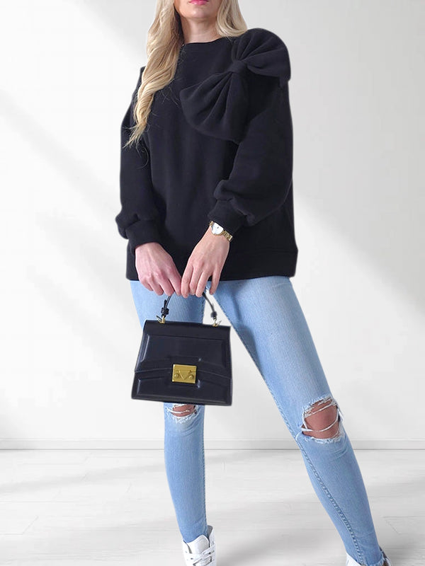 Charlotte 3D bow jumper Black