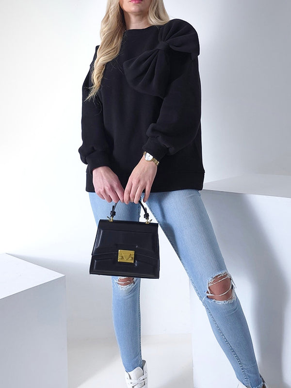 Charlotte 3D bow jumper Black