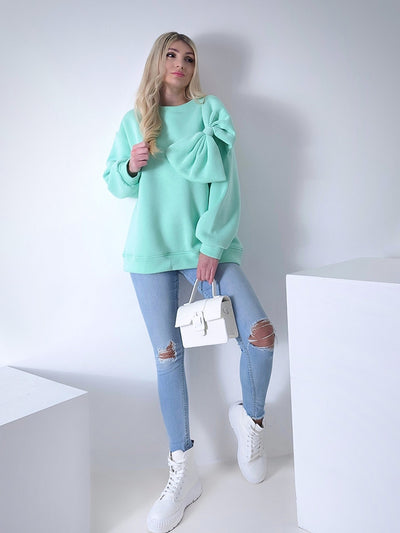 Charlotte 3D bow jumper Mint