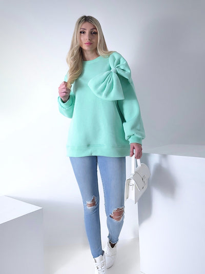 Charlotte 3D bow jumper Mint