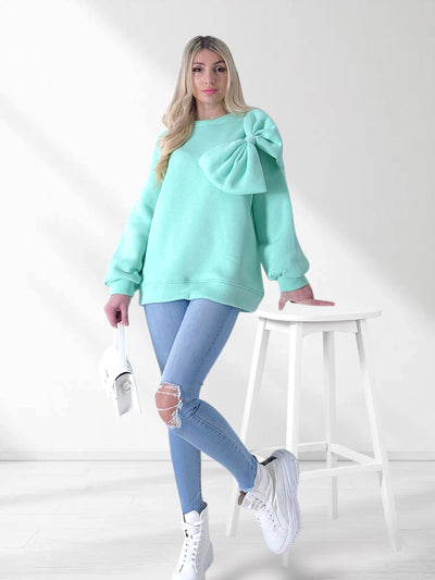 Charlotte 3D bow jumper Mint