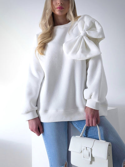 Charlotte 3D bow jumper White/Cream