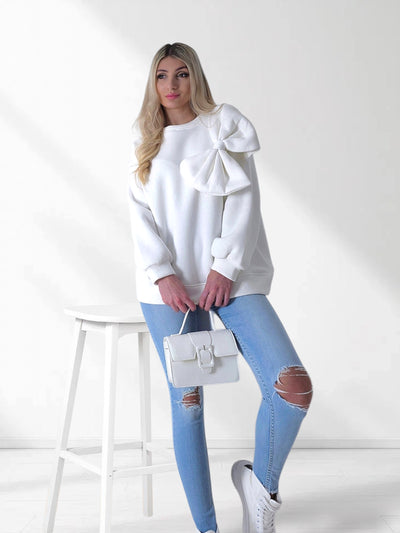 Charlotte 3D bow jumper White/Cream