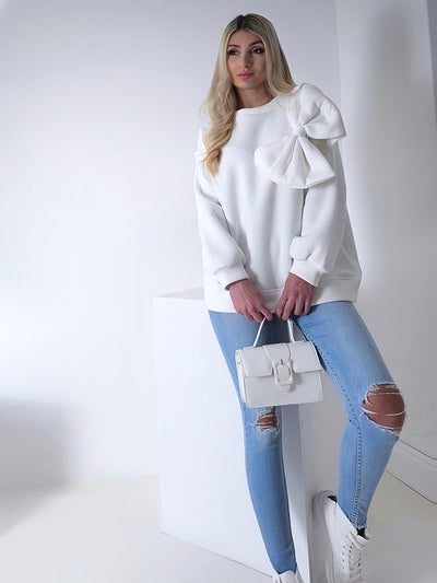 Charlotte 3D bow jumper White/Cream