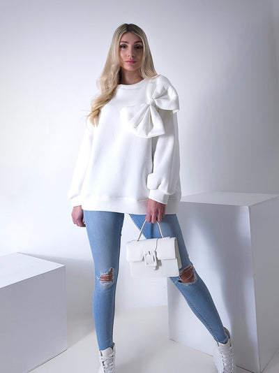 Charlotte 3D bow jumper White/Cream