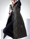 Khaki Longline hooded quilted gilet