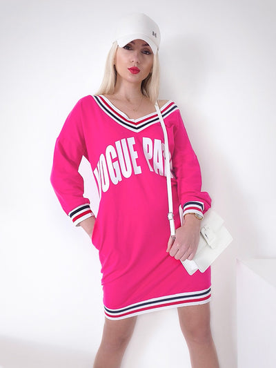 Vogue Paris jumper dress Fuchsia