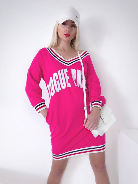 Vogue Paris jumper dress Fuchsia