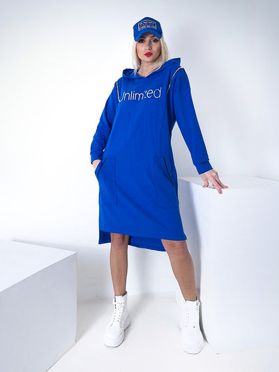 Unlimited hooded jumper dress Blue