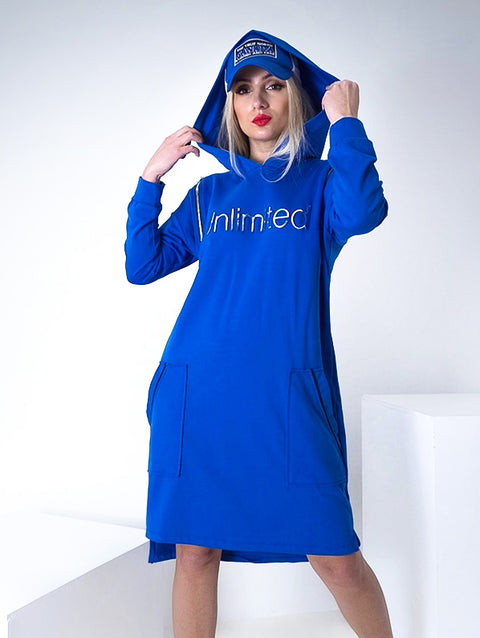 Unlimited hooded jumper dress Blue