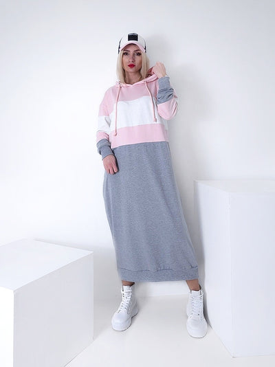 Maxi hooded jumper dress Pink