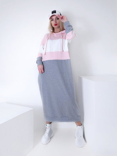 Maxi hooded jumper dress Pink