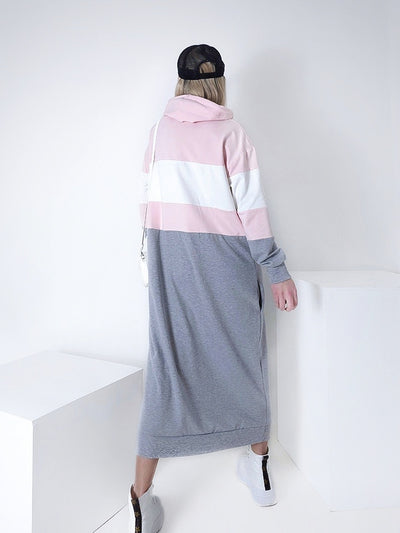 Maxi hooded jumper dress Pink