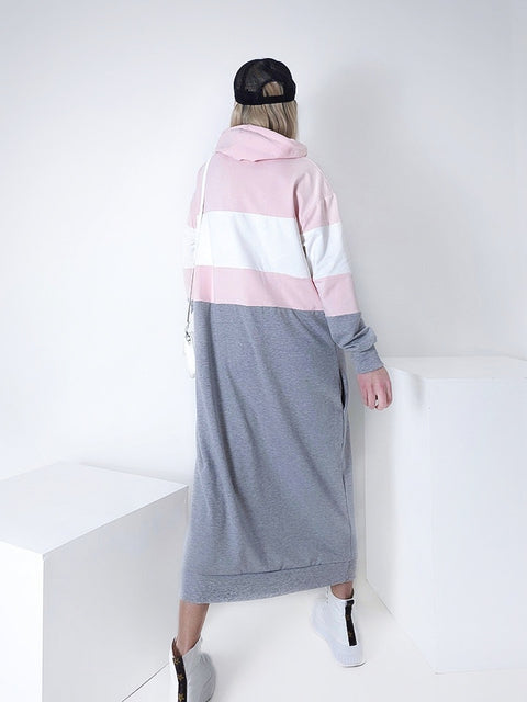 Maxi hooded jumper dress Pink