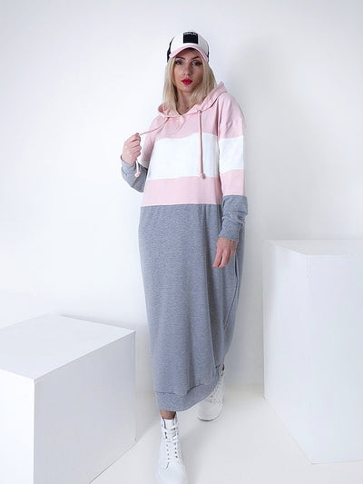 Maxi hooded jumper dress Pink