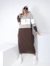 Maxi hooded jumper dress Beige